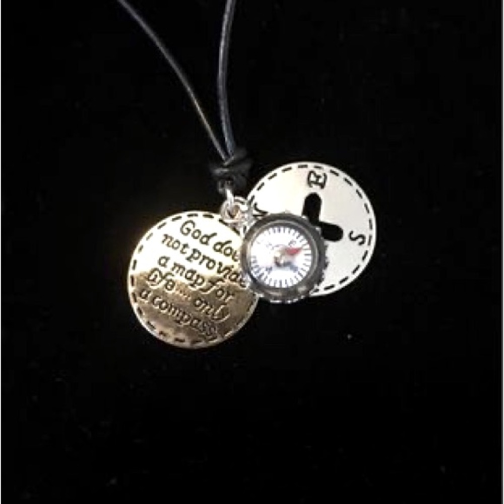 Religious Quote necklace on leather cord with pearl closure